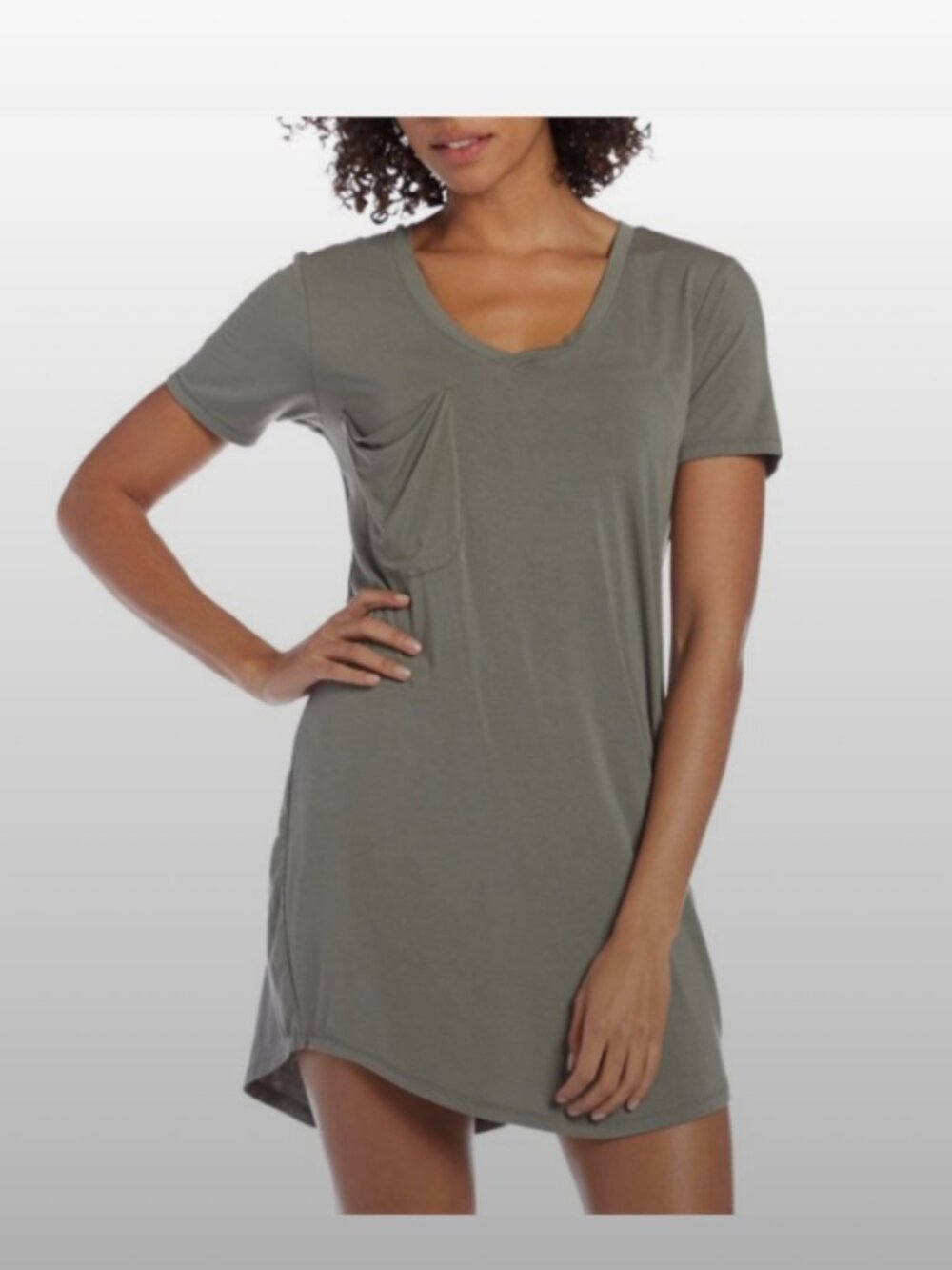 EUC Z SUPPLY Faux Suede Pocket Tee Shirt Dress Olive Green S